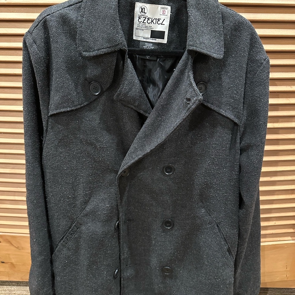 Ezekiel Charcoal Double-Breasted Peacoat